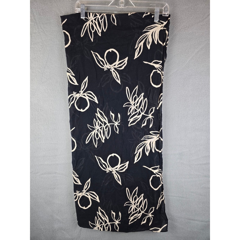 Madewell Scarf Womens OS Black Botanical Cotton Wrap Coverup Tropical